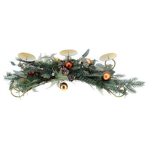 Christmas candle holder colored spheres pine cones leaves 70 cm 6