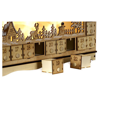 Adventskalender aus Holz Alpenhaus, 40x45x10 cm 8