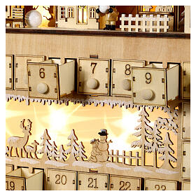 Calendario de Adviento madera casa pintada 40x45x10 cm