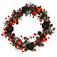 Advent wreath with red balls, snowy pinecones and fir tips 12 in s3