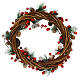 Advent wreath with red balls, snowy pinecones and fir tips 12 in s5