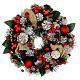 Advent wreath with white pinecones, leaves and red balls 14 in s1