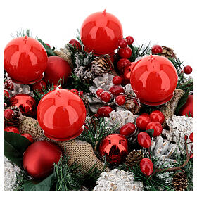 Advent wreath kit, wreath with red wax candles