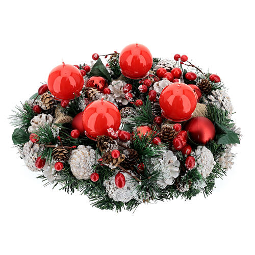 Advent wreath kit, wreath with red wax candles 3