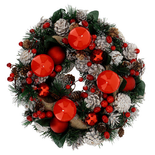 Advent wreath kit, wreath with red wax candles 5