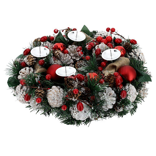 Advent wreath kit, wreath with red wax candles 6