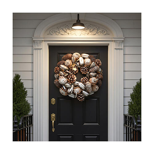 Silver Advent wreath with pine cones d. 30cm 2