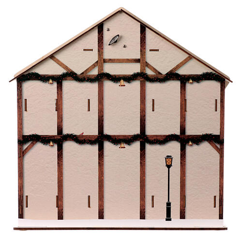Adventskalender, Hausform, mit Beleuchtung und Musik, 40x35x10 cm 5