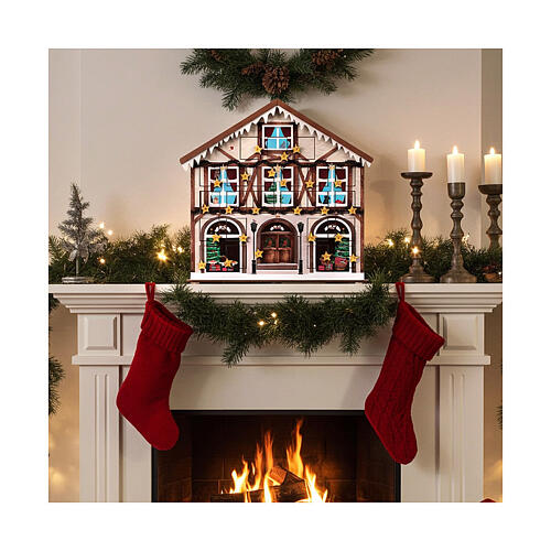 Wooden house Advent calendar melody lights 40x35x10 cm 2