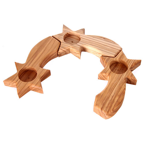 Advent wreath stars comets olive wood Bethlehem 4 cm 16x8 cm 4