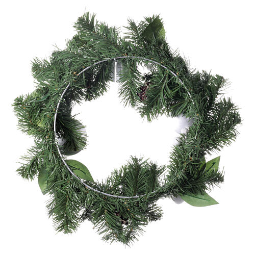 Advent wreath with white berries and pinecones, 14 in 4