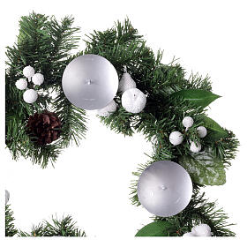 Coroa Advento bagas brancas pinhas 35 cm