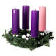 Set, Adventskranz mit Zapfen und weißen Beeren, Kerzenhalter und zylinderförmige glänzende Kerzen, 35 cm Durchmesser s1