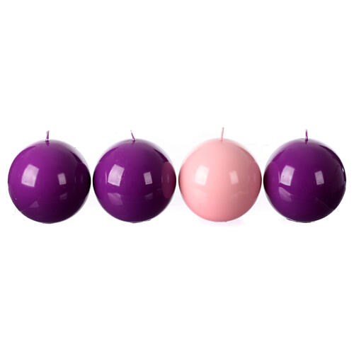 Advent wreath kit with spherical candles and white berries of 4 in diameter 3