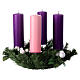 Advent wreath with 8x2.5 in mat candles, white berries and pinecones s4