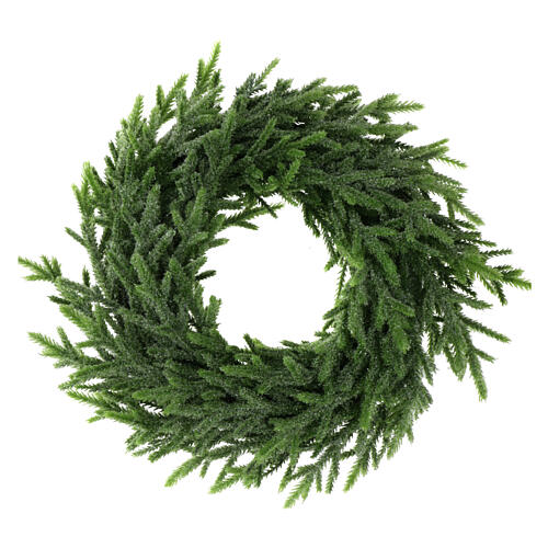 Advent wreath of green fir branches and glitter, 12 in 1