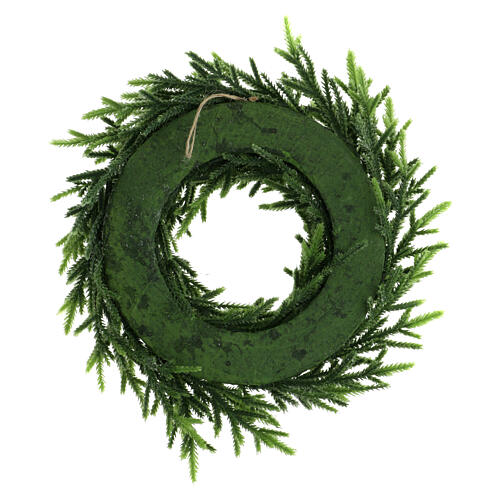Advent wreath of green fir branches and glitter, 12 in 4