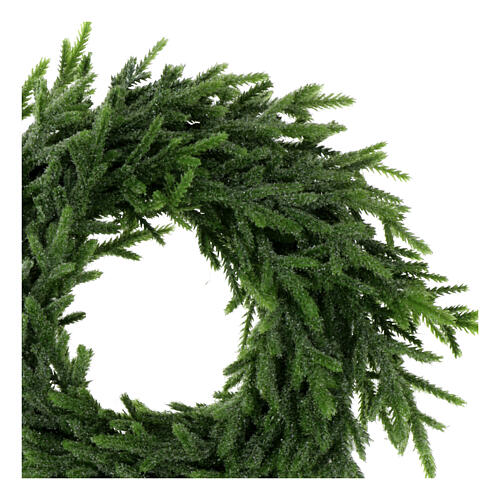 Guirnalda navideña corona Adviento purpurina verde 30 cm 3