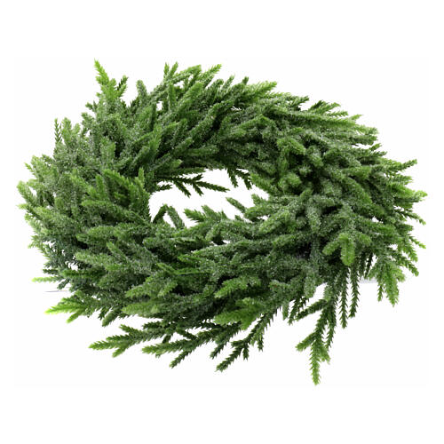 Guirnalda navideña corona Adviento purpurina verde 30 cm 4