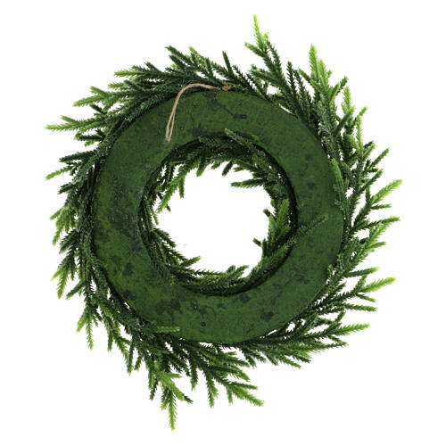 Guirnalda navideña corona Adviento purpurina verde 30 cm 5