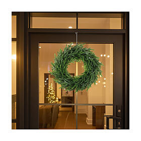 Couronne de Noël ou Avent pailletée verte 30 cm