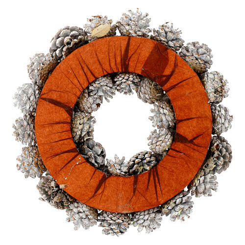 Adventskranz, mit zartrosa Kugeln und weißen Zapfen, 35 cm 5