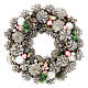 Corona Adviento 35 cm bolitas rosas detalles blancos piñas s1