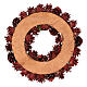 Corona Avvento glitterata rossa 35 cm pigne bacche fiori s4
