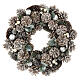 White and silver Advent wreath with pinecones and glitter, 14 in s1