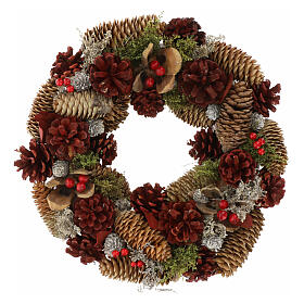 Avent wreath with pinecones, dried flowers and berries, 14 in