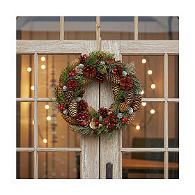 Couronne de Noël pommes de pin fleurs séchées baies 35 cm couronne Avent