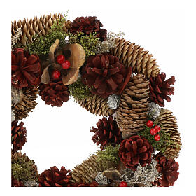 Ghirlanda natalizia pigne fiori secchi bacche 35 cm corona Avvento
