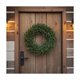 Advent wreath, green with glitter, 18 in