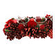 Adventskerzenhalter, mit 4 Glasbechern, rote Zapfen und Holzblüten, 10x45x15 cm s2