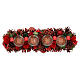 Adventskerzenhalter, mit 4 Glasbechern, rote Zapfen und Holzblüten, 10x45x15 cm s5