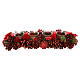 Rectangular candle holder with 4 glasses, pinecones and red berries, 4x18x6 in s1