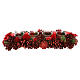 Portacandele rettangolare 4 bicchieri vetro pigne bacche rosse 10x45x15cm s1