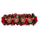 Rectangular candle holder 4 glasses glass pine cones red berries 10x45x15cm s5