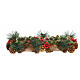 Rectangular candle holder with 4 glasses, pinecones and red berries, 8x20x3 inches s1