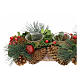 Rectangular candle holder with 4 glasses, pinecones and red berries, 8x20x3 inches s2