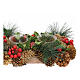 Rectangular candle holder with 4 glasses, pinecones and red berries, 8x20x3 inches s4
