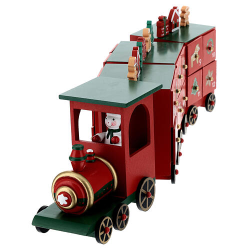 Adventskalender, Spielzeugzug mit beweglichen Rädern, 15x50x10 cm 5