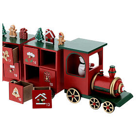 Advent calendar, animated toy train, 6x20x4 in