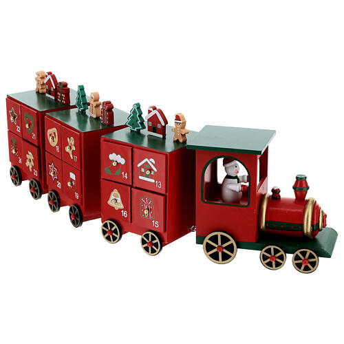 Advent calendar, animated toy train, 6x20x4 in 6