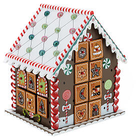 Advent calendar, wooden gingerbread house, 12x8x10 in