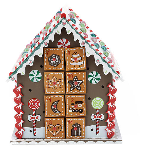Advent calendar, wooden gingerbread house, 12x8x10 in 3