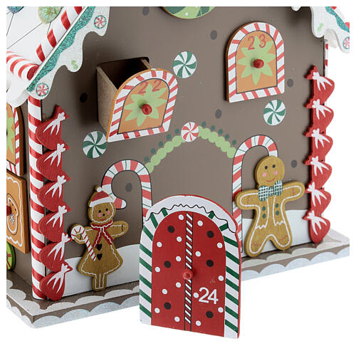 Advent calendar, wooden gingerbread house, 12x8x10 in 4