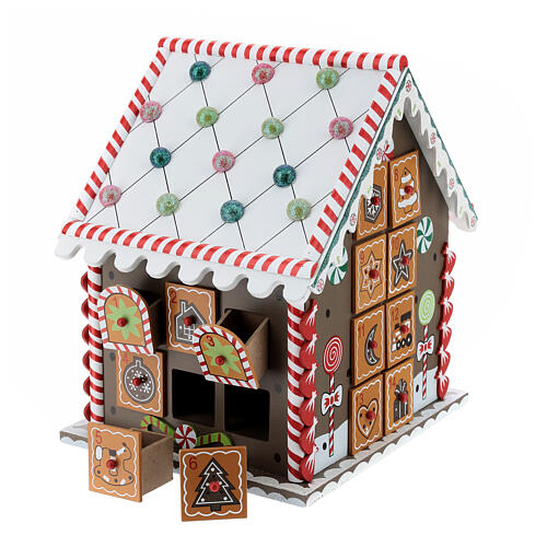 Advent calendar, wooden gingerbread house, 12x8x10 in 5