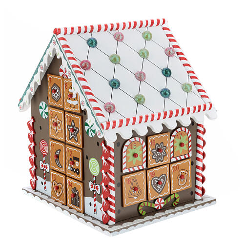 Advent calendar, wooden gingerbread house, 12x8x10 in 7