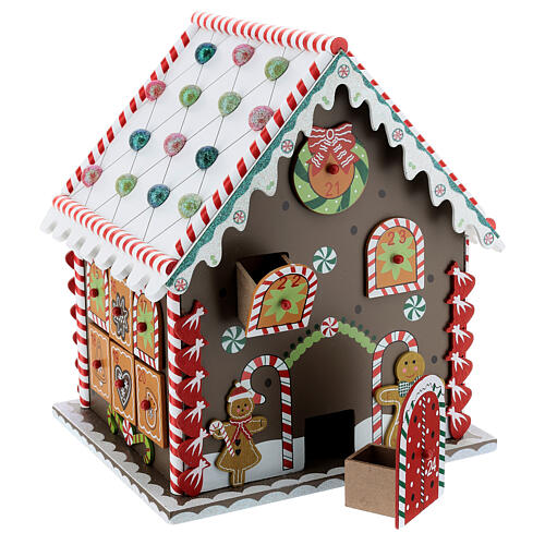Advent calendar, wooden gingerbread house, 12x8x10 in 8